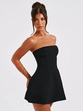 Summer White Patchwork Bandeau Backless Slim Party Gown Elegant New Casual Dress